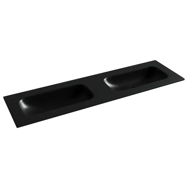Раковина накладная мебельная Grace прямоугольная 1610x457x137 с двумя чашами без отверстий под смеситель цвет черный матовый CN7023MBwx