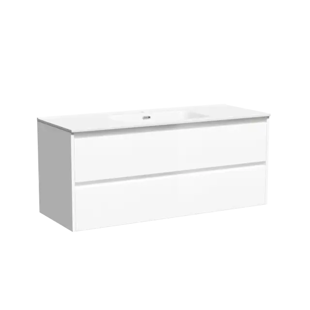 Тумба подвесная SANCOS Libra 1190х450х500, c двумя ящиками оснащенными доводчиками, белый глянец , арт. LB120-1W