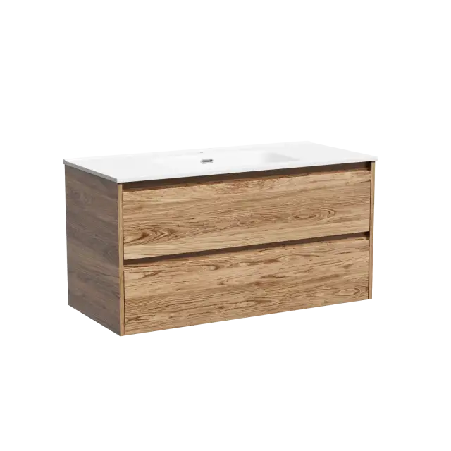 Тумба подвесная SANCOS Libra 990х450х500, c двумя ящиками оснащенными доводчиками, дуб чарльстон, арт. LB100ECH