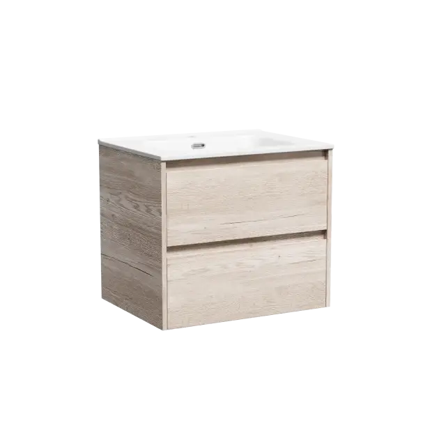 Тумба подвесная SANCOS Libra 590х450х500, c двумя ящиками оснащенными доводчиками, дуб галифакс натуральный, арт. LB60EG