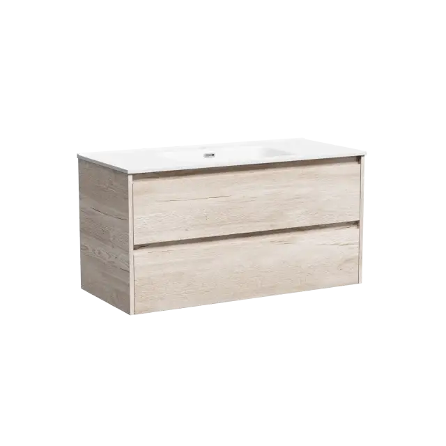 Тумба подвесная SANCOS Libra 990х450х500, c двумя ящиками оснащенными доводчиками, дуб галифакс натуральный, арт. LB100EG