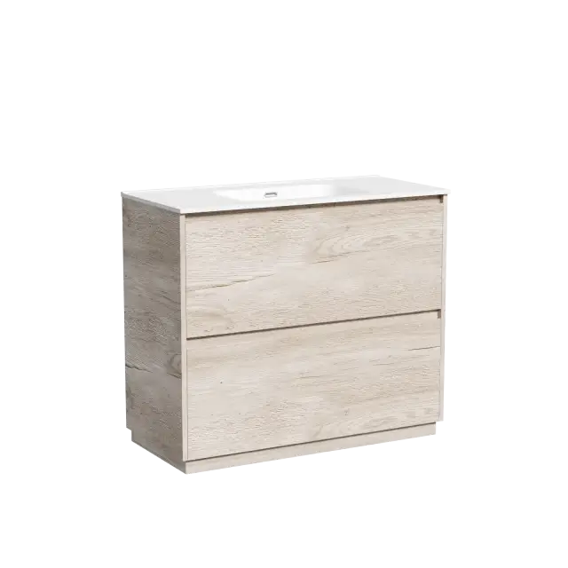 Тумба под раковину SANCOS Libra Floor напольная,  990х450х840, c двумя ящиками оснащенными доводчиками, дуб галифакс натуральный, арт. LB100FEG