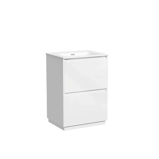 Тумба под раковину SANCOS Libra Floor напольная,  590х450х840, c двумя ящиками оснащенными доводчиками, белый глянец , арт. LB60FW