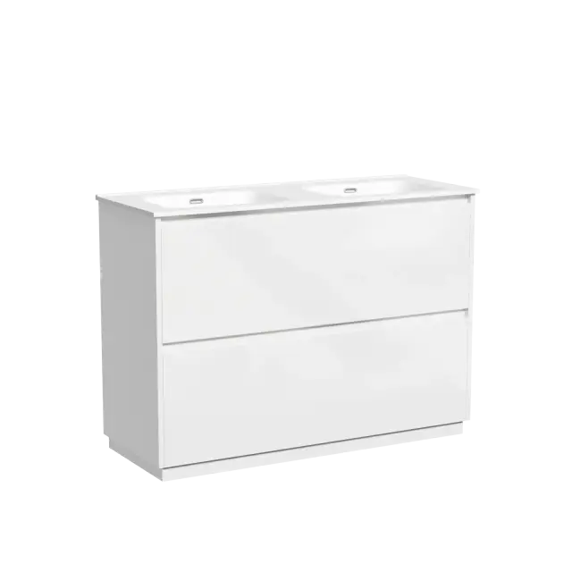 Тумба под раковину SANCOS Libra Floor напольная, 1190х450х840, c двумя ящиками оснащенными доводчиками, белый глянец , арт. LB120F-1W