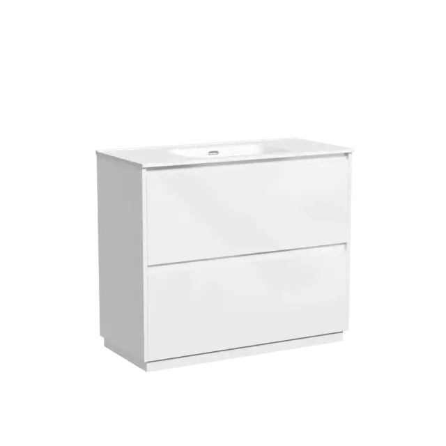 Тумба под раковину SANCOS Libra Floor напольная,  990х450х840, c двумя ящиками оснащенными доводчиками, белый глянец , арт. LB100FW