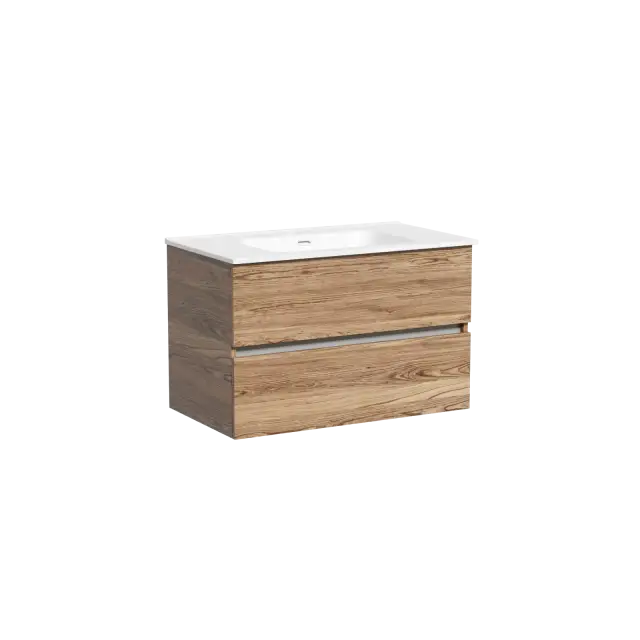 Тумба подвесная SANCOS Urban 790х450х550, c двумя ящиками оснащенными доводчиками, дуб чарльстон , арт. UR80ECH