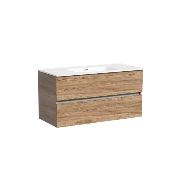 Тумба подвесная SANCOS Urban 990х450х550, c двумя ящиками оснащенными доводчиками, дуб чарльстон , арт. UR100ECH