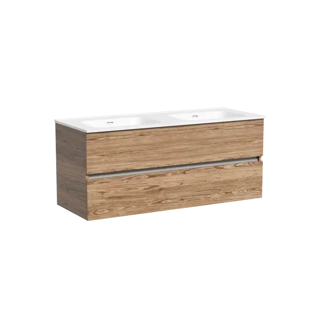 Тумба подвесная SANCOS Urban 1190х450х550, c двумя ящиками оснащенными доводчиками, дуб чарльстон , арт. UUR120-2ECH