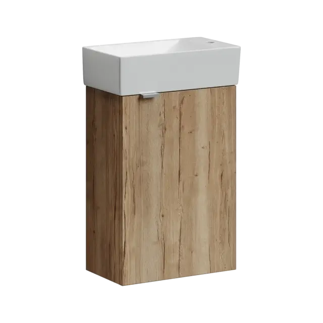 Тумба подвесная SANCOS Mini 355х205х500, с распашной дверцей, внутри 1 полка, дуб галифакс натуральный , арт.MN35EGR