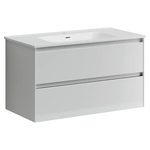 Тумба подвесная SANCOS Cento 890х450х500, c двумя ящиками оснащенными доводчиками, белый глянец, арт. CN90W