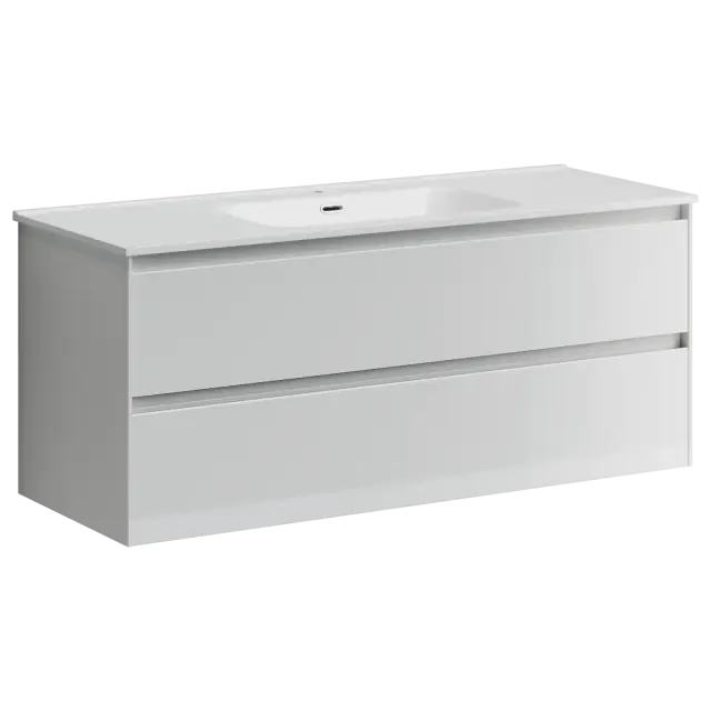 Тумба подвесная SANCOS Cento 1190х450х500, c двумя ящиками оснащенными доводчиками, белый глянец, арт. CN120-1W