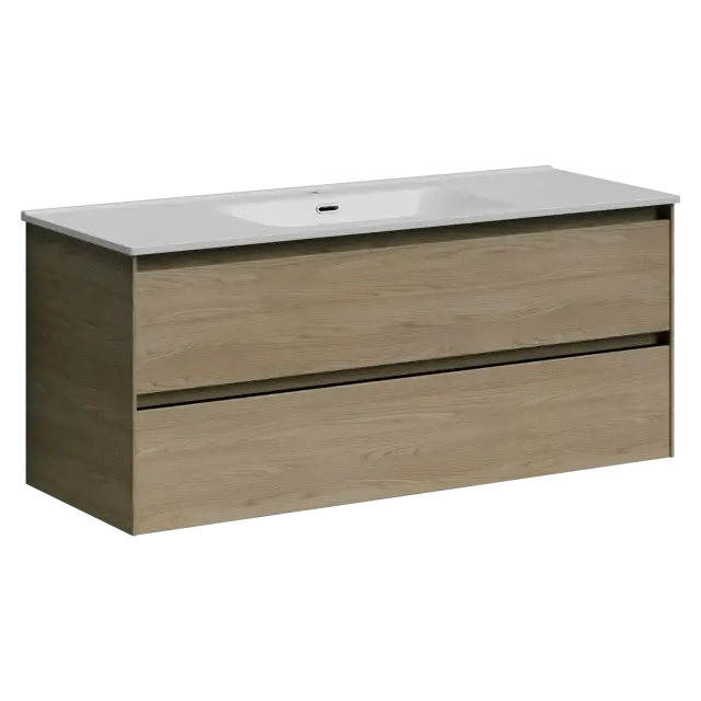 Тумба подвесная SANCOS Cento 1190х450х500, c двумя ящиками оснащенными доводчиками, карпатская ель, арт. CN120-1KE