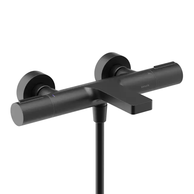Термостатический смеситель для ванны и душа SANCOS Этна (Etna), черный матовый, арт. SC9006MB