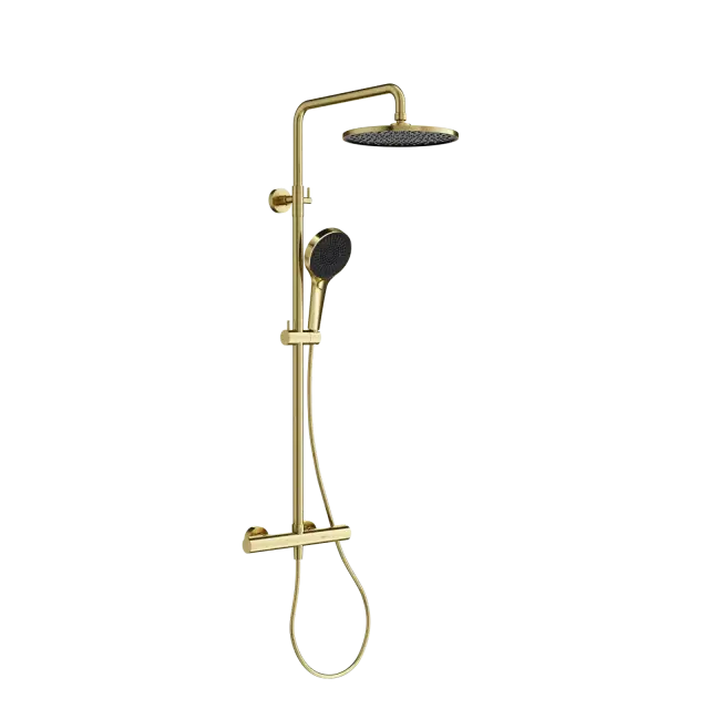 Душевая стойка с термостатом SANCOS Этна (Etna), брашированное золото, PVD покрытие, арт. SC9007BG