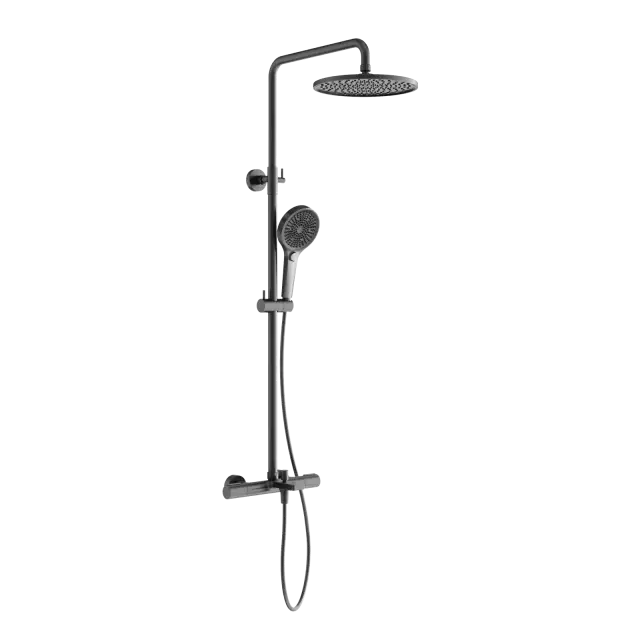Душевая стойка с термостатом и изливом SANCOS Этна (Etna), вороненая сталь, арт. SC9008GG