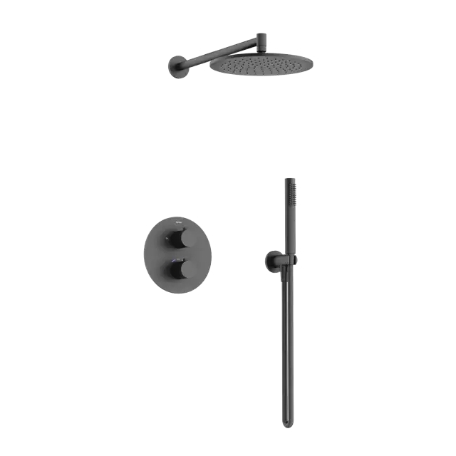 Душевой комплект с термостатом SANCOS Этна (Etna), с внутренней частью, черный матовый, арт. SC9010MB