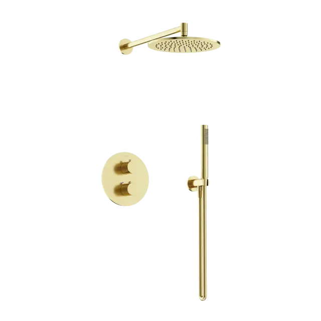Душевой комплект с термостатом SANCOS Этна (Etna), с внутренней частью, брашированное золото, PVD покрытие, арт. SC9010BG