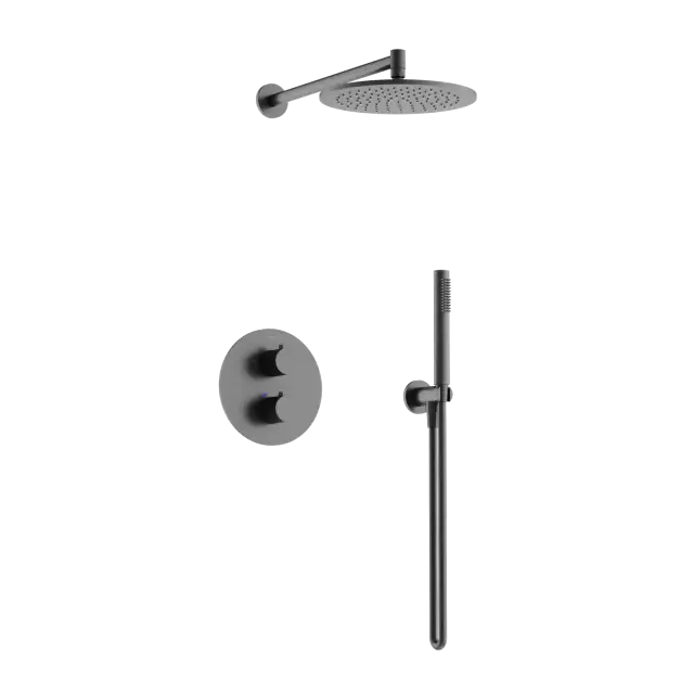 Душевой комплект с термостатом SANCOS Этна (Etna), с внутренней частью, вороненая сталь арт. SC9010GG