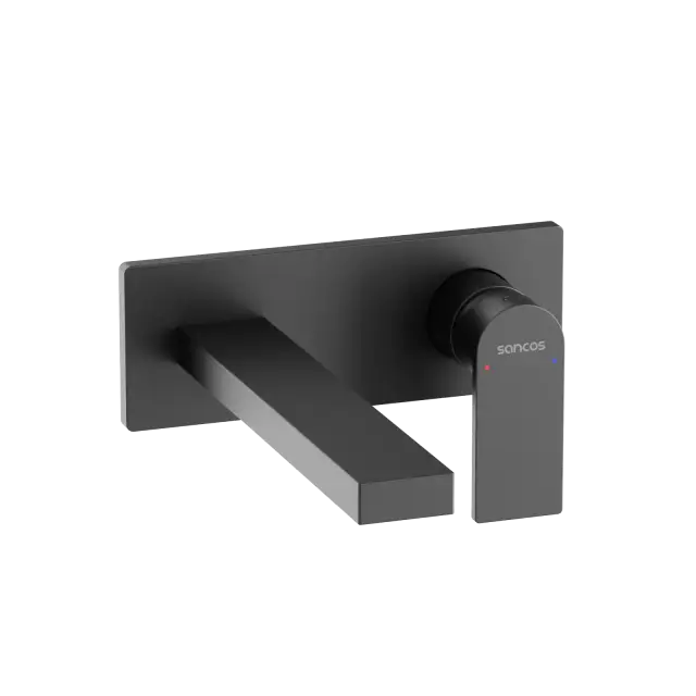 Смеситель для раковины SANCOS Студия (Studio) c внутренней частью, черный матовый, арт. SC9017MB