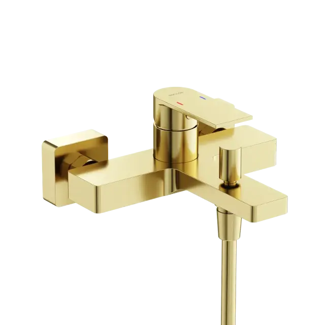 Смеситель для ванны и душа SANCOS Студия (Studio), брашированное золото, PVD покрытие,  арт. SC9018BG