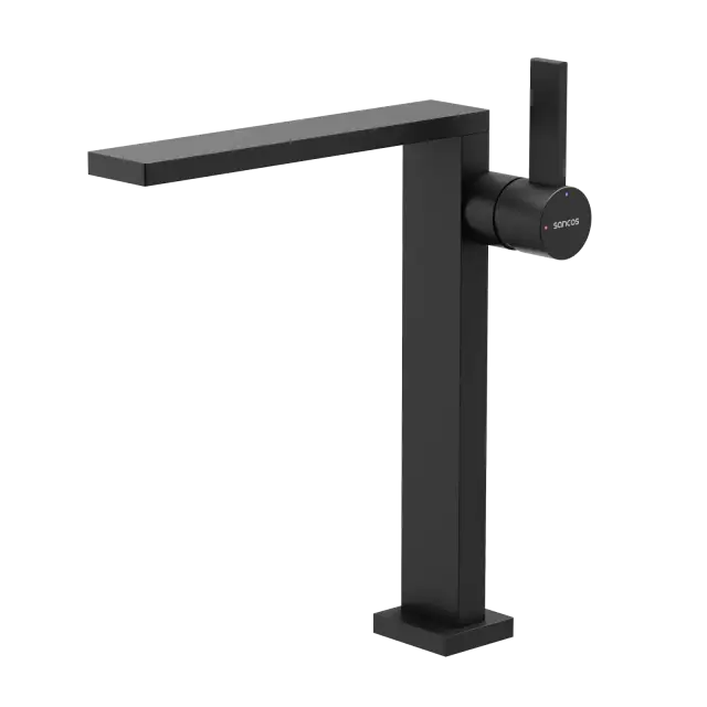 Смеситель для раковины высокий SANCOS Линн (Linn), черный матовый, арт. SC9020MB