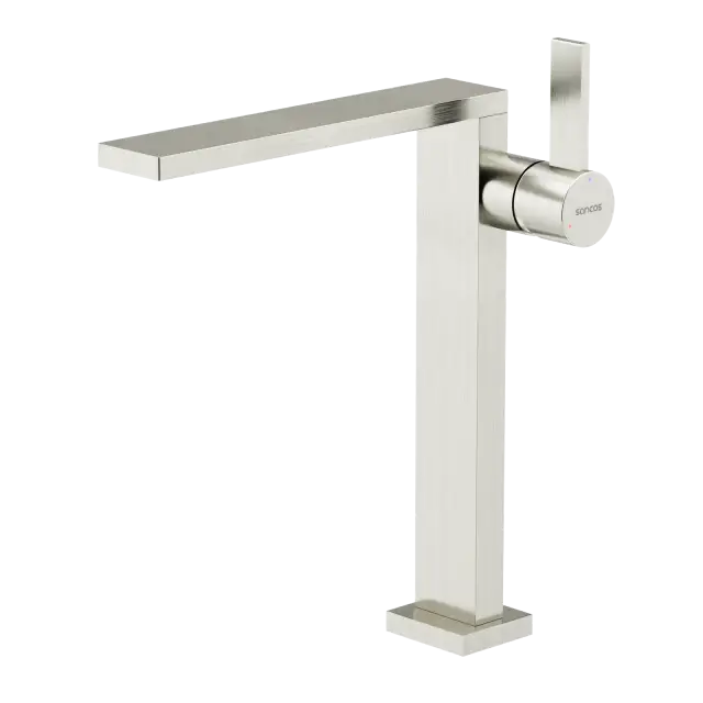 Смеситель для раковины высокий SANCOS Линн (Linn), брашированный никель, PVD покрытие, арт. SC9020BN