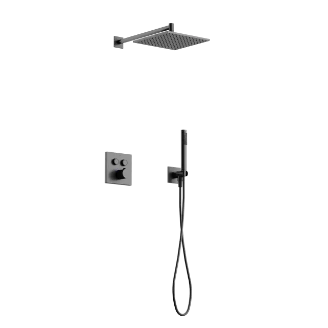 Душевой комплект с термостатом SANCOS Линн (Linn), с внутренней частью, вороненая сталь арт. SC9022GG