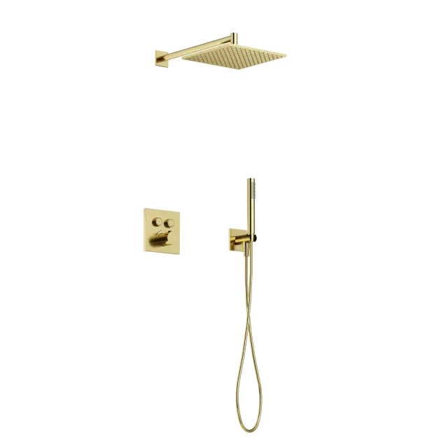 Душевой комплект с термостатом SANCOS Линн (Linn), с внутренней частью, брашированное золото, PVD покрытие, арт. SC9022BG