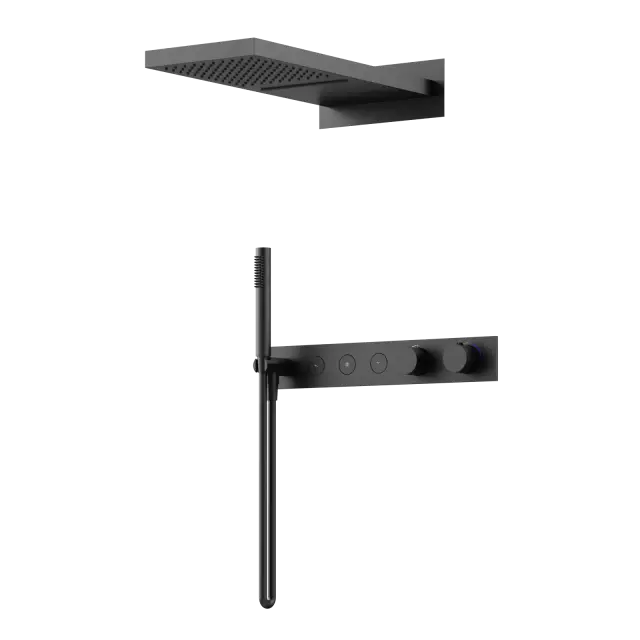 Душевой комплект с термостатом SANCOS Линн (Linn), с внутренней частью, черный матовый, арт. SC9023MB