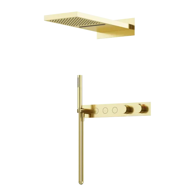 Душевой комплект с термостатом SANCOS Линн (Linn), с внутренней частью, брашированное золото, PVD покрытие, арт. SC9023BG