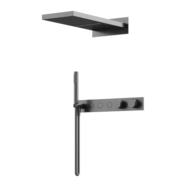 Душевой комплект с термостатом SANCOS Линн (Linn), с внутренней частью, вороненая сталь арт. SC9023GG