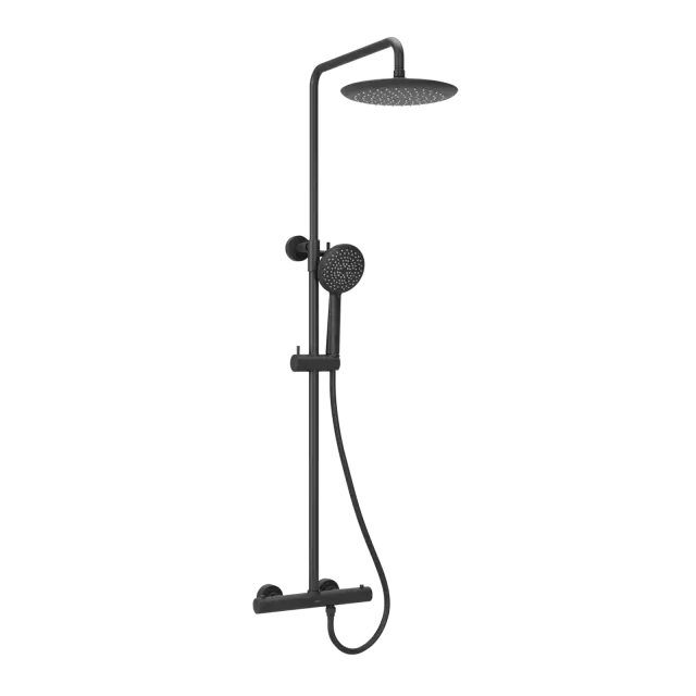 Душевая стойка SANCOS Гейм (Game) для душа с термостатическим смесителем, верхним и ручным душем, цвет черный матовый, арт. SC3002MB