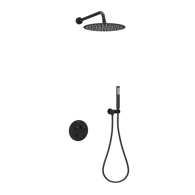 Душевой комплект SANCOS Связь (Link) встраиваемый, c термостатическим смесителем, цвет черный матовый, арт. SC3005MB