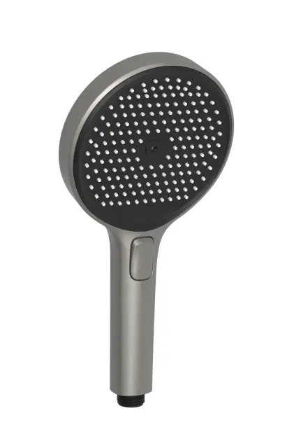 Душевая лейка SANCOS Крона (Nok) круг (round), кнопочное управление, диаметр 130 мм, 3 режима, цвет воронёная сталь/черный матовый, арт. SC6001GG