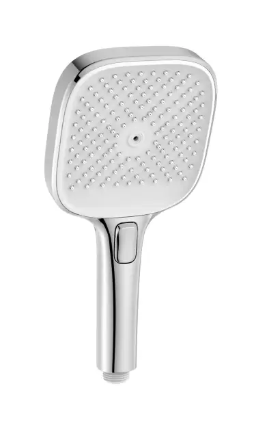 Душевая лейка SANCOS Крона (Nok) квадрат (square), кнопочное управление, 125x125 мм, 3 режима, цвет хром/белый, арт. SC6002CH-W