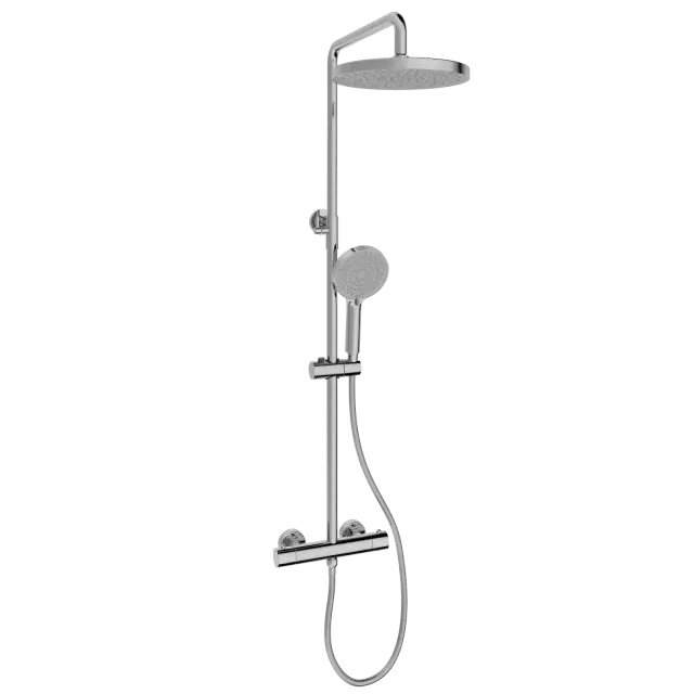 Душевая стойка Sancos Teo (Teо) c термостатом, с регулировкой по высоте, цвет хром, арт. SC11001CH