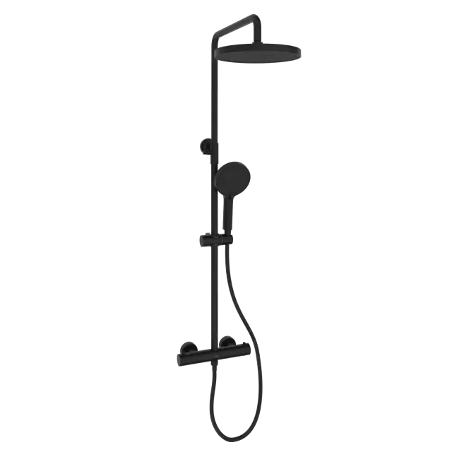 Душевая стойка Sancos Teo (Teо) c термостатом, с регулировкой по высоте, цвет черный матовый, арт. SC11001MB