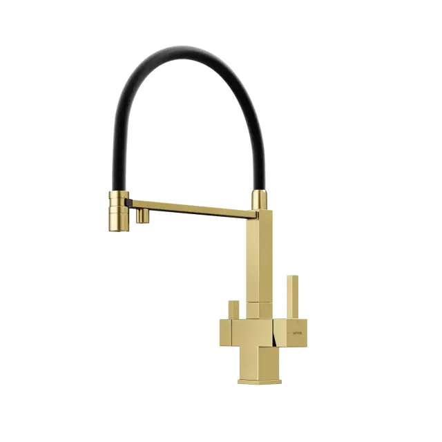 Смеситель для кухни SANCOS Моро (Moro) с возможностью подключения фильтра для воды, цвет брашированное золото, ПВД(PVD) покрытие, арт. SC4006BG