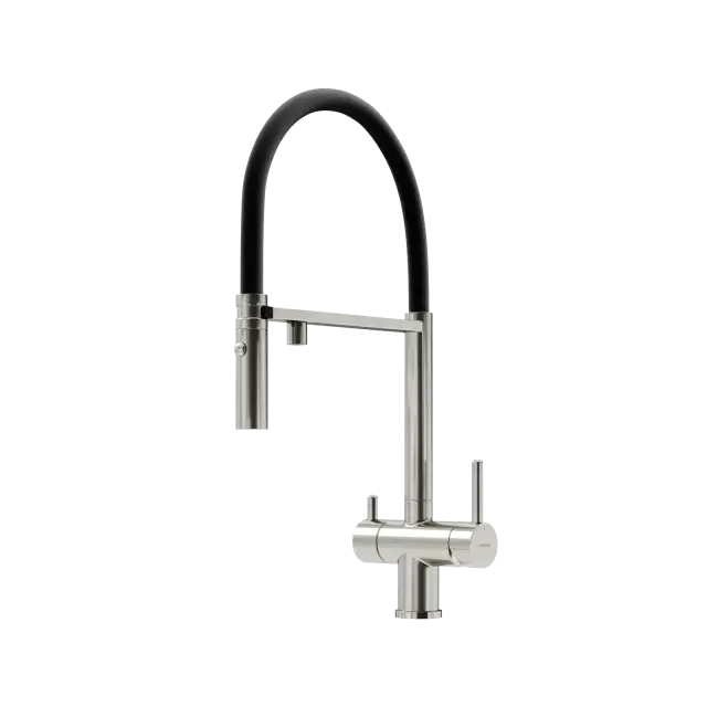 Смеситель для кухни SANCOS Имола (Imola) с возможностью подключения фильтра для воды, цвет брашированный никель с черным изливом, арт. SC4010BNbh