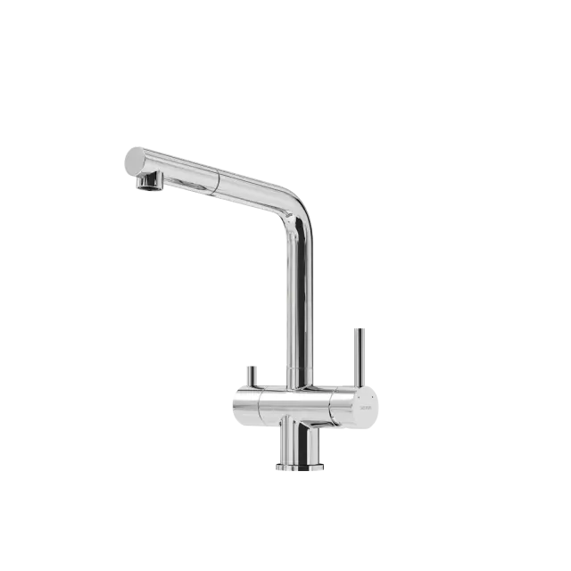 Смеситель для кухни SANCOS Спин (Spin) с поворотным и вытяжным изливом, c краном для фильтрованной воды, цвет хром, арт. SC4015CH