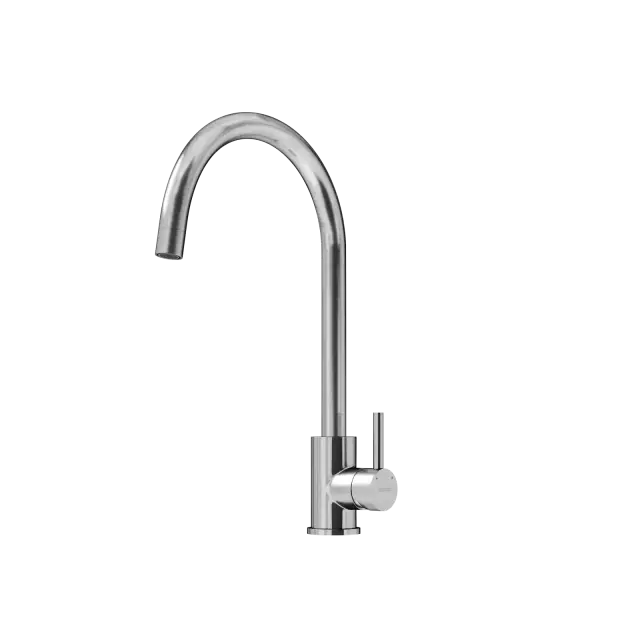 Смеситель для кухни из нержавеющей стали Sancos Сталь (Stainless), с поворотным R изливом, арт SC12001SS