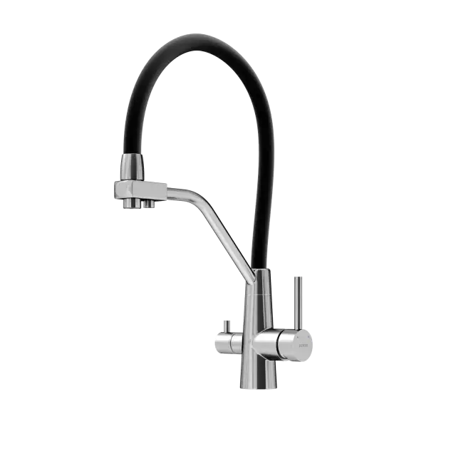 Смеситель для кухни из нержавеющей стали Sancos Нола (Nolia), с крановм для фильтра и гибким изливом, арт. SC12003SS