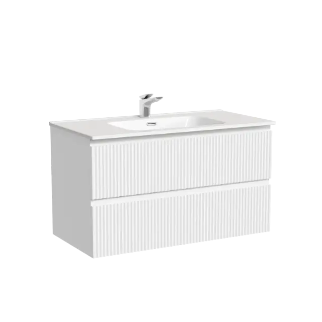 Тумба подвесная SANCOS Snob R 890х445х500, c двумя ящиками оснащенными доводчиками, Bianco, арт.SNR90W