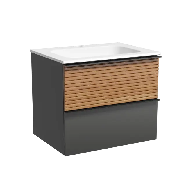 Тумба подвесная SANCOS Delta 590х445х500, c двумя ящиками оснащенными доводчиками, дуб красный/графит , арт. DL60GR