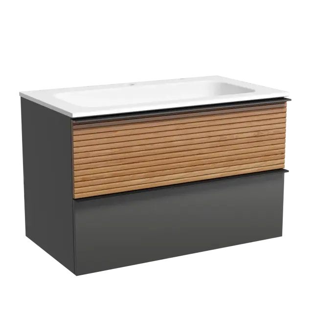 Тумба подвесная SANCOS Delta 790х445х500, c двумя ящиками оснащенными доводчиками, дуб красный/графит , арт. DL80GR