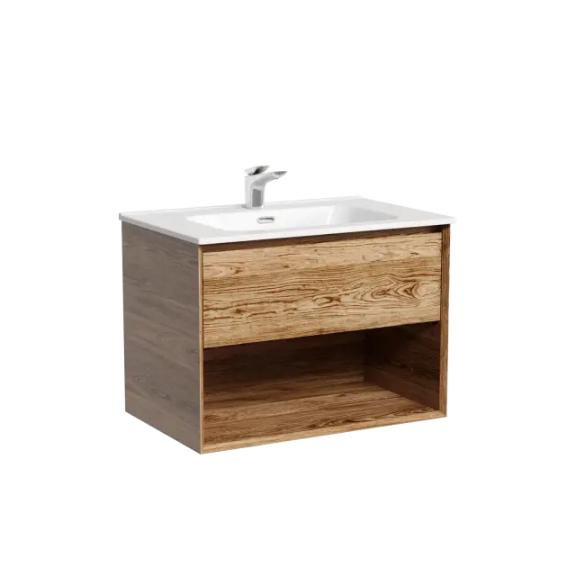 Тумба подвесная SANCOS Marmi 1.0 690х445х520 c одним ящиком оснащенным доводчиками скрытого монтажа и открытой нишей, дуб чарльстон, арт.MR1.070ECH