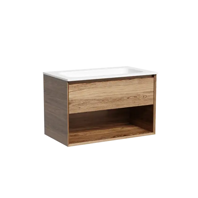 Тумба подвесная SANCOS Marmi 1.0 790х445х520 c одним ящиком оснащенным доводчиками скрытого монтажа и открытой нишей, дуб чарльстон, арт.MR1.080ECH