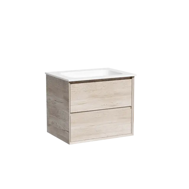 Тумба подвесная SANCOS Marmi 2.0 590х445х520 c двумя ящиками оснащенными доводчиками скрытого монтажа, цвет дуб галифакс натуральный, арт. MR2.060EG