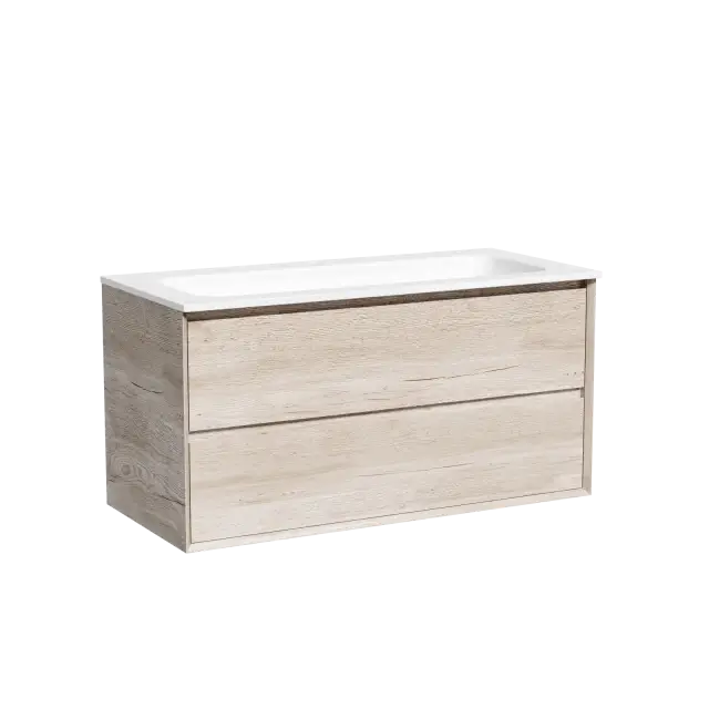 Тумба подвесная SANCOS Marmi 2.0 995х445х520 c двумя ящиками оснащенным доводчиками скрытого монтажа, цвет дуб галифакс натуральный, арт. MR2.0100EG