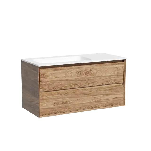 Тумба подвесная SANCOS Marmi 2.0 левая, 995х445х520, c двумя ящиками оснащенными доводчиками скрытого монтажа, цвет дуб чарльстон, арт.MR2.0100LECH